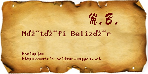 Mátéfi Belizár névjegykártya